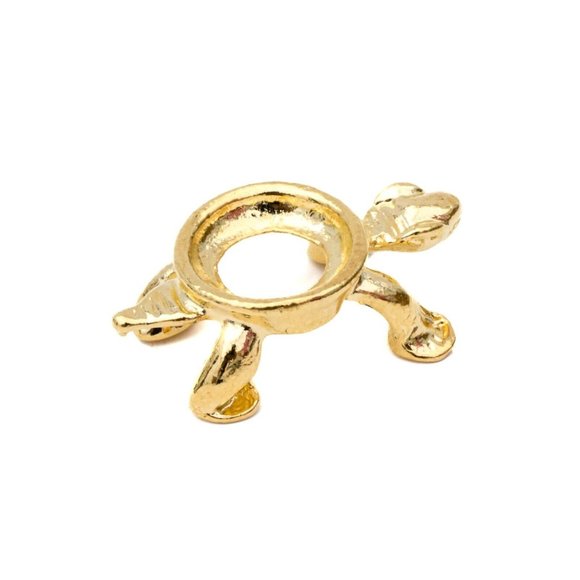 Mini Gold Tone Turtle Display Stand Gemstone Eggs Spheres Marbles Ball Holders - Picture 5 of 10